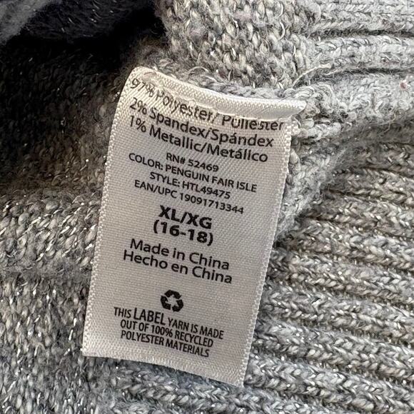 Holiday Time Fair Isle Dog Metallic Ugly Christmas Sweater Size XL (16-18) - Picture 5 of 11